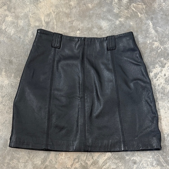 Vintage Black 100% Leather Mini Skirt - Picture 1 of 7